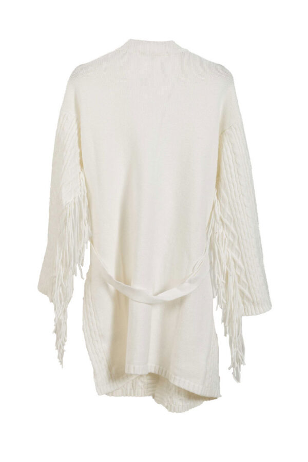 Cardigan donna White wise con cintura - immagine 3
