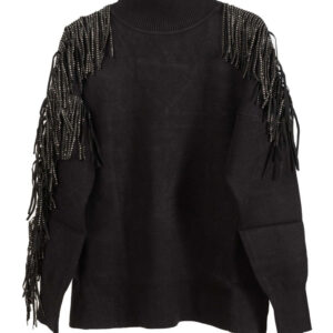 Pullover collo alto con frange donna Access Fashion