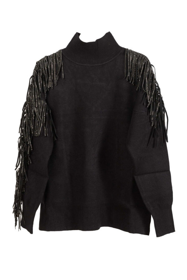 Pullover collo alto con frange donna Access Fashion