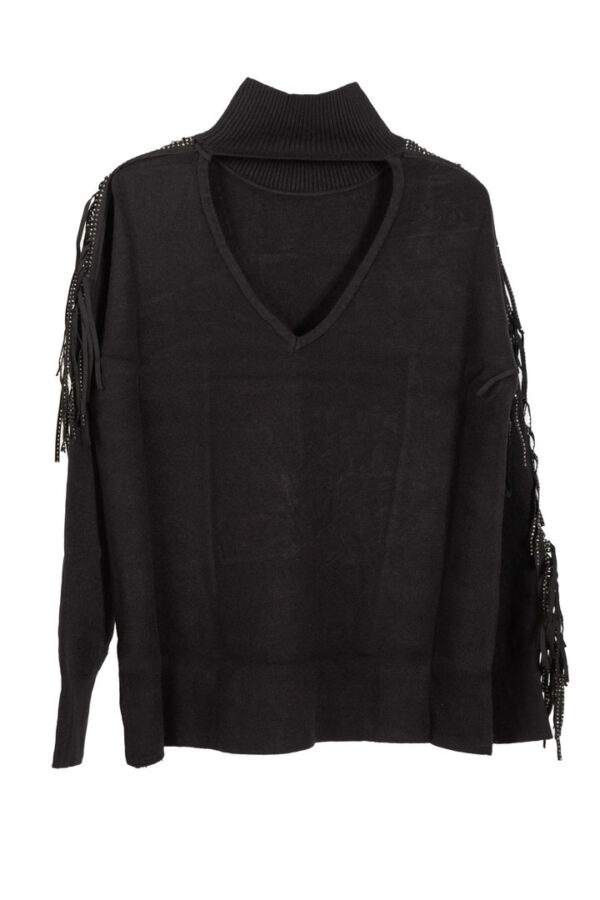 Pullover collo alto con frange donna Access Fashion - immagine 4